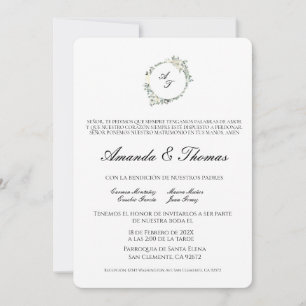 Elegant minimalist theme Spanish wedding Invitation