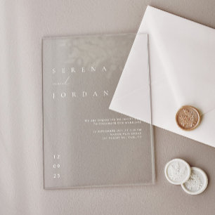 Elegant Minimalist Transparent Wedding  Acrylic Invitations