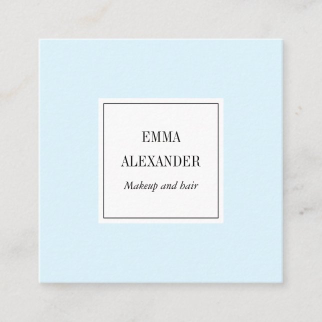 Elegant minimalist trendy pastel blue modern square business card (Front)