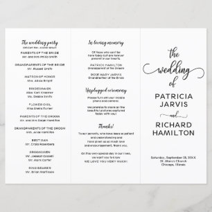 Elegant Minimalist Tri-fold Wedding Program