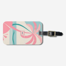 Elegant Minimalist tropical pink teal monogram