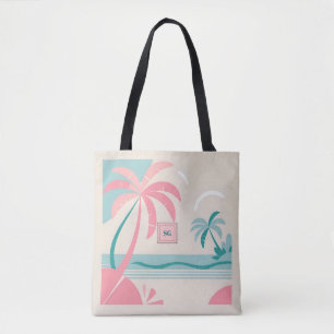 Elegant Minimalist tropical pink teal monogram Tote Bag