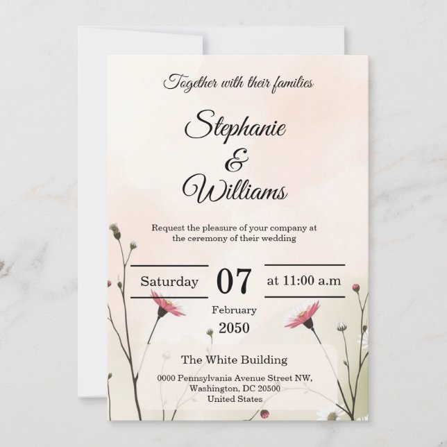 Elegant Minimalist Typography Wedding Invitation (Front)
