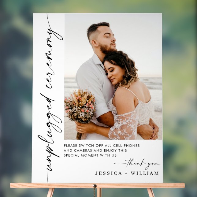 Elegant Minimalist Unplugged Wedding Ceremony Acrylic Sign (Neutral)