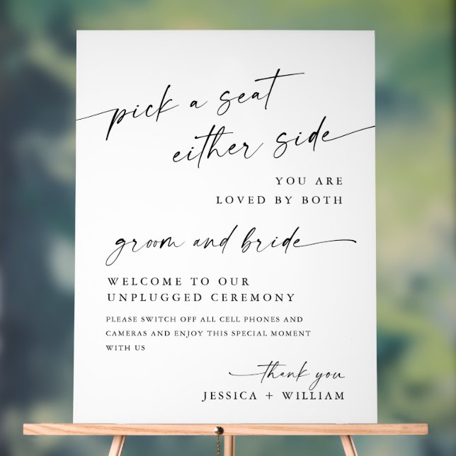 Elegant Minimalist Unplugged Wedding Ceremony Acrylic Sign (Neutral)