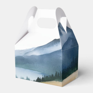 Elegant Minimalist Watercolor Mountain Wedding Favour Box