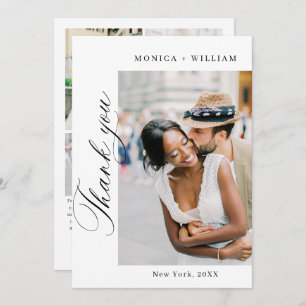 Elegant Minimalist Wedding 5 Photo Thank You Card