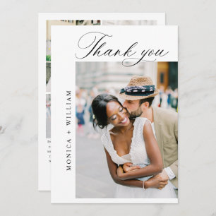 Elegant Minimalist Wedding 5 Photo Thank You Card