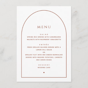 Elegant Minimalist Wedding Arch Reception Dinner Menu
