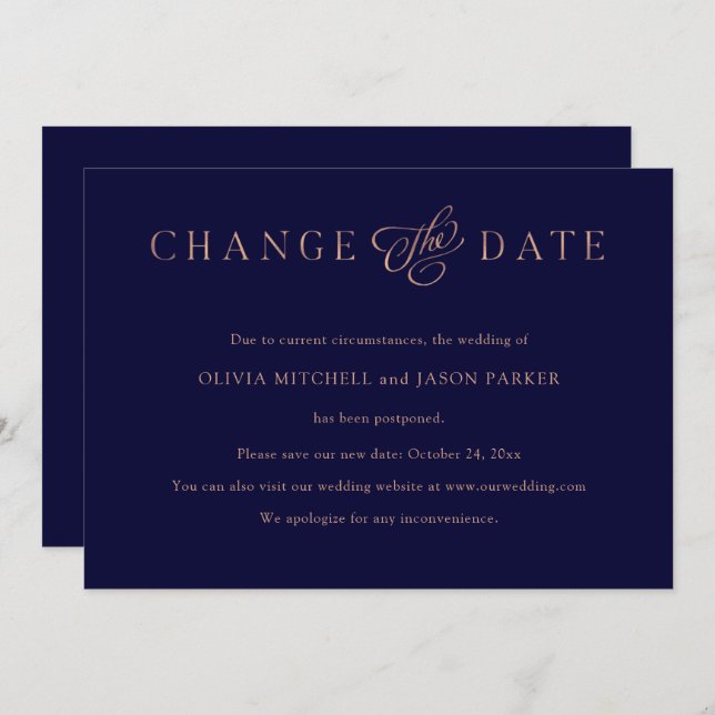 Elegant Minimalist | Wedding Change the Date Invitation (Front/Back)