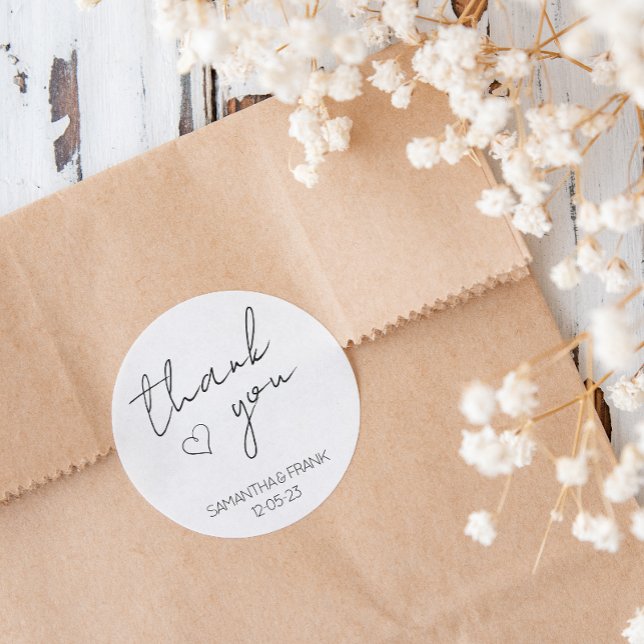 Elegant Minimalist Wedding Classic Round Sticker (Creator Uploaded)