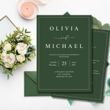 Elegant Minimalist Wedding Dark Green Classic Chic
