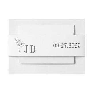Elegant Minimalist Wedding Date Invitation Belly Band