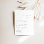 Elegant Minimalist Wedding Details Enclosure Card<br><div class="desc">Design features an handwritten font and modern minimalist design. Designed to coordinate with for the «ESSENTIALS» Wedding Invitation Collection. To change details,  click «Personalise». View the collection link on this page to see all of the matching items in this beautiful design or see the collection here: https://bit.ly/3iNzQAD</div>