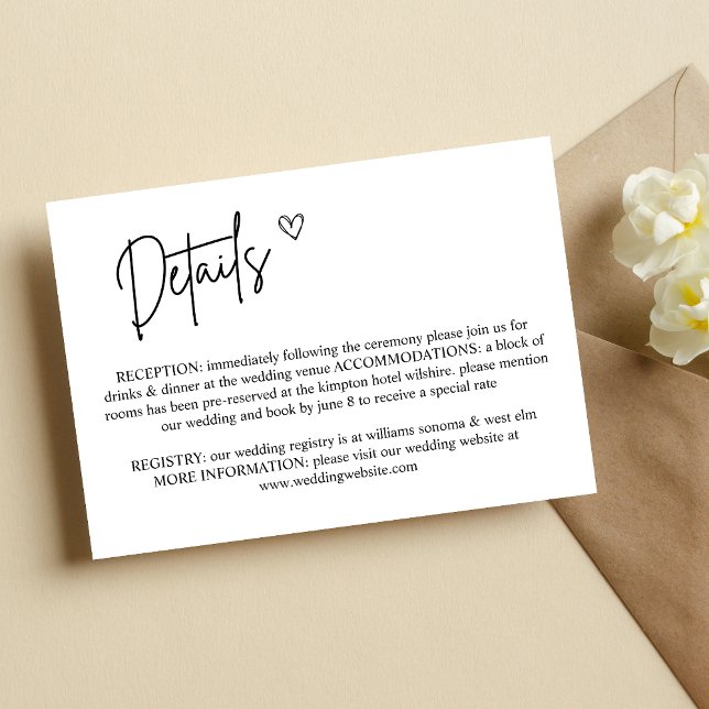 Elegant Minimalist Wedding Details Enclosure Card (Creator Uploaded)
