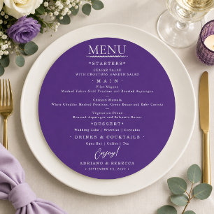 Elegant Minimalist Wedding Dinner Menu 