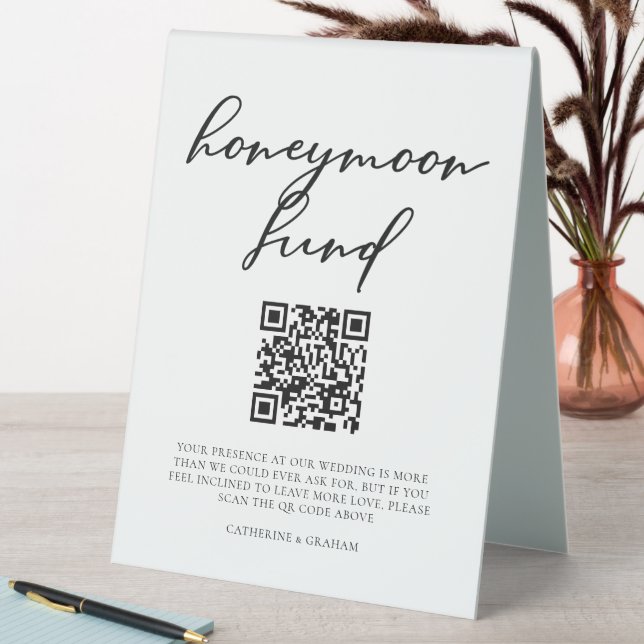 Elegant Minimalist Wedding Honeymoon Fund QR Code (In SItu (Table))