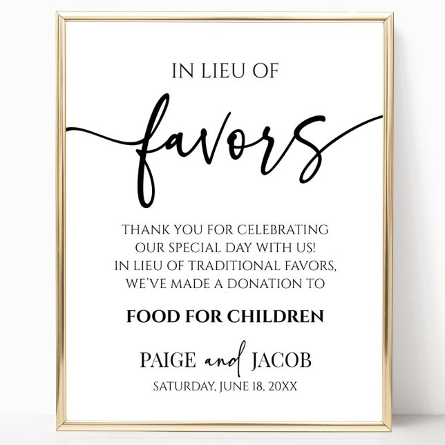 Elegant Minimalist Wedding In Lieu Of Favours Sign (Creator Uploaded)