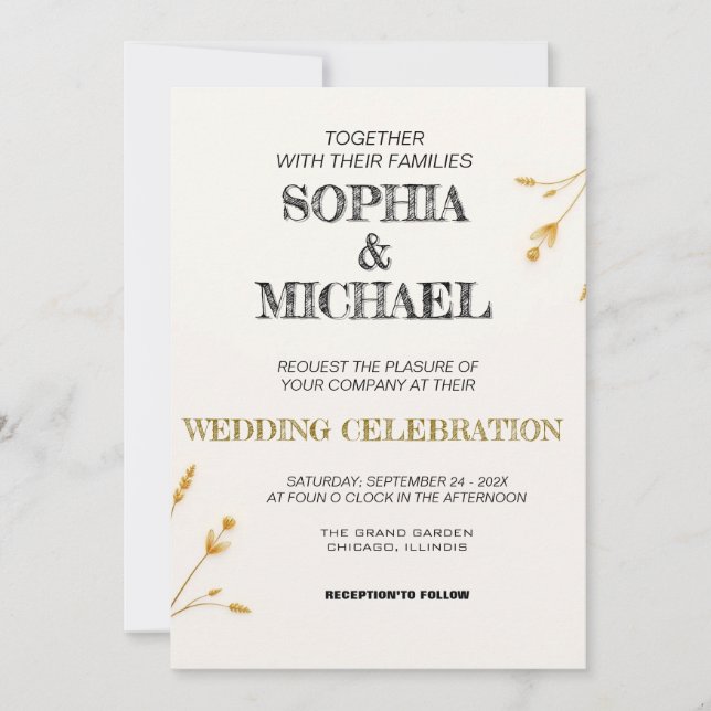 Elegant Minimalist Wedding Invitation (Front)