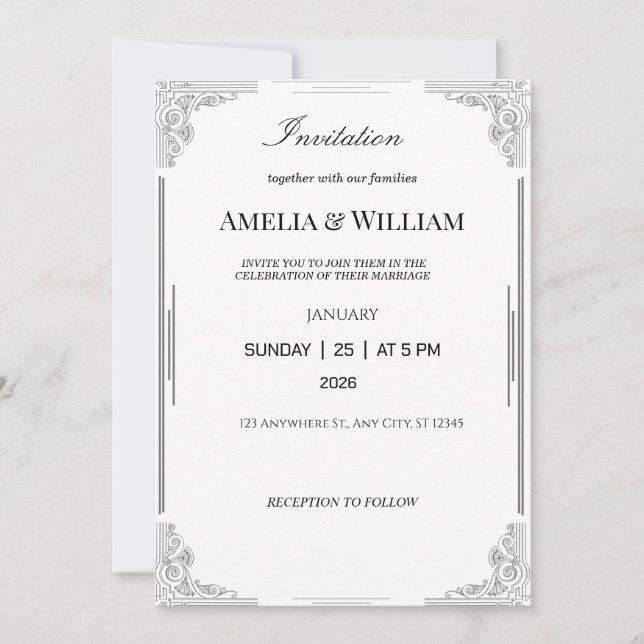 Elegant Minimalist Wedding Invitation (Front)