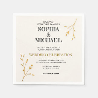 Elegant Minimalist Wedding Invitation Napkin