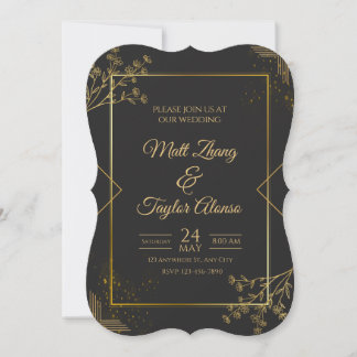 Elegant Minimalist Wedding Invitation,Simple,black