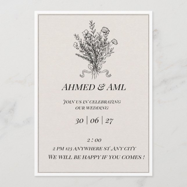 Elegant Minimalist Wedding Invitation Template (Front)
