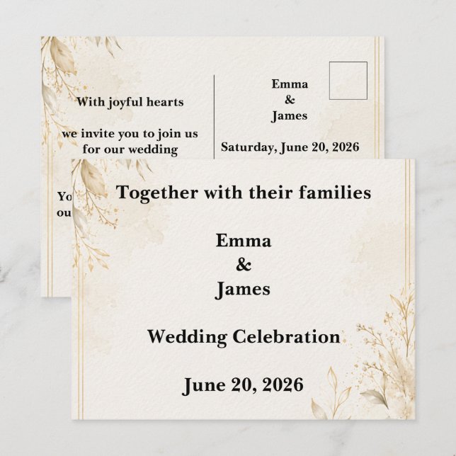 Elegant Minimalist Wedding Invitation Template | L (Front/Back)