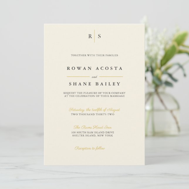 Elegant Minimalist Wedding Invite (Standing Front)