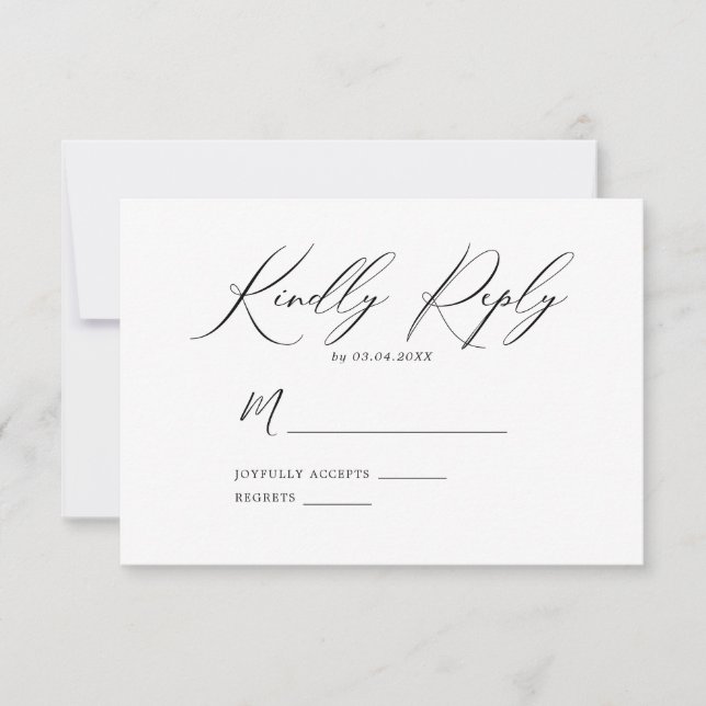 Elegant Minimalist Wedding Kindly Reply RSVP Card (Front)