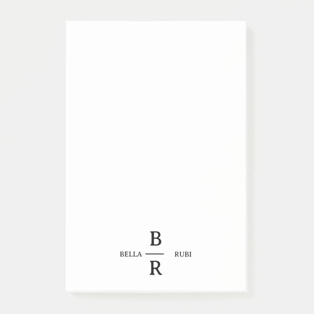 Elegant Minimalist Wedding Monogram Design Post-it Notes (Front)