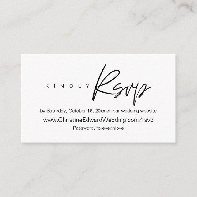 Elegant, Minimalist, Wedding Online RSVP Enclosure (Front)