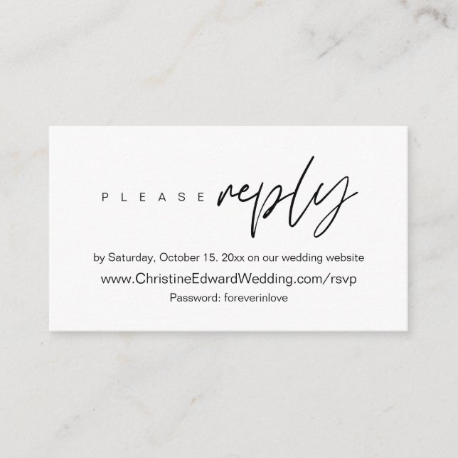 Elegant, Minimalist, Wedding Online RSVP Enclosure (Front)