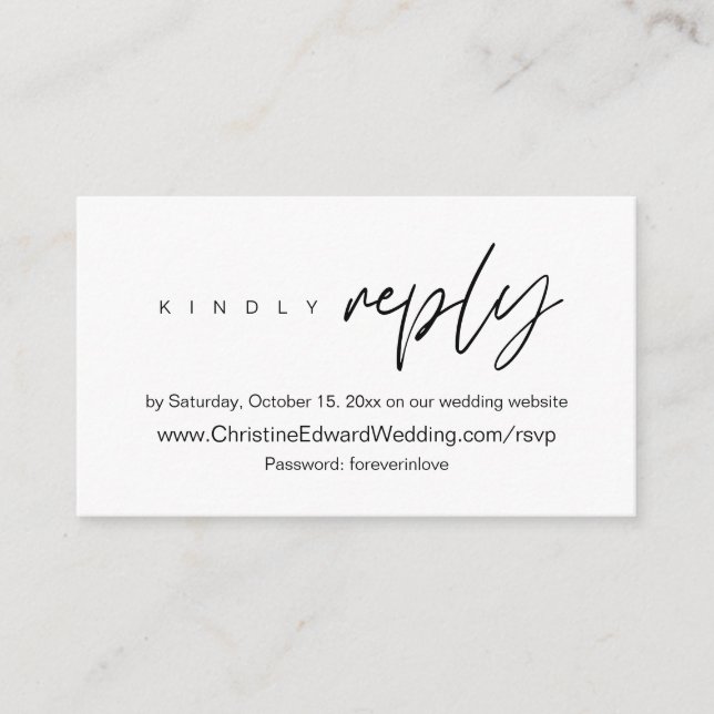 Elegant, Minimalist, Wedding Online RSVP Enclosure Card (Front)