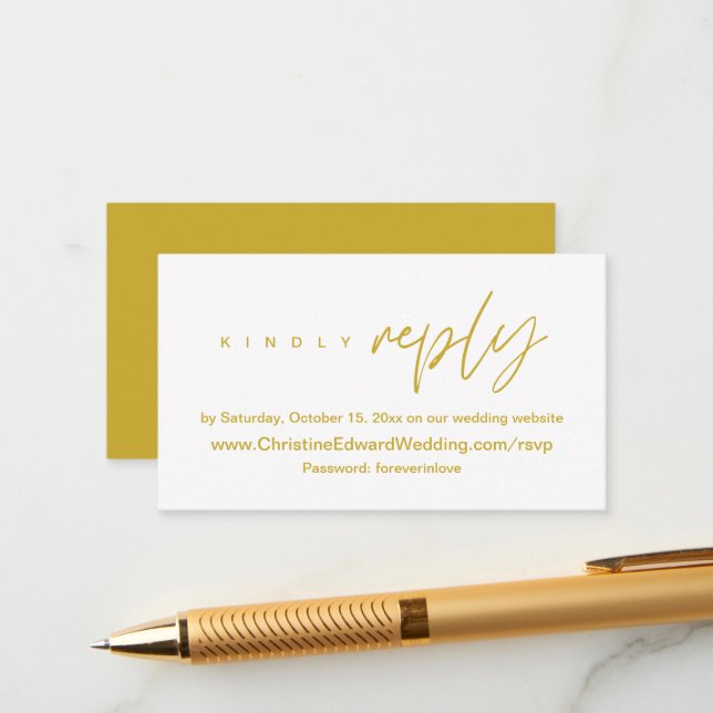 Elegant, Minimalist, Wedding Online RSVP Enclosure Card (Front/Back In Situ)
