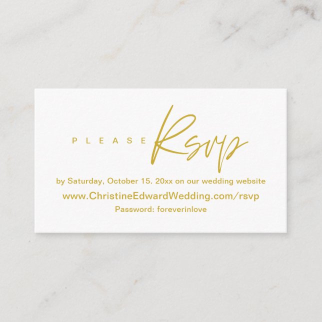 Elegant, Minimalist, Wedding Online RSVP Enclosure Card (Front)