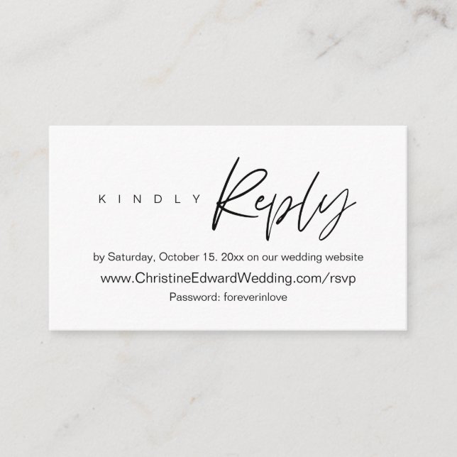 Elegant, Minimalist, Wedding Online RSVP Enclosure Card (Front)