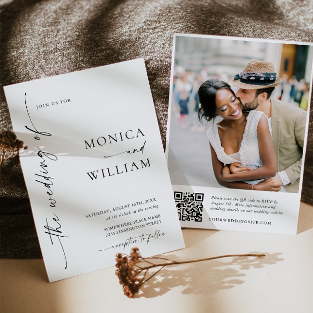 Elegant Minimalist Wedding Photo QR code Invitation (Creator Uploaded)