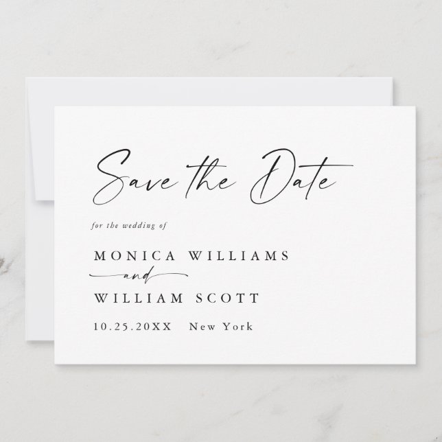 Elegant Minimalist Wedding Photo QR code Save The Date (Front)