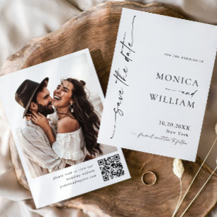 Elegant Minimalist Wedding Photo QR code Save The Date