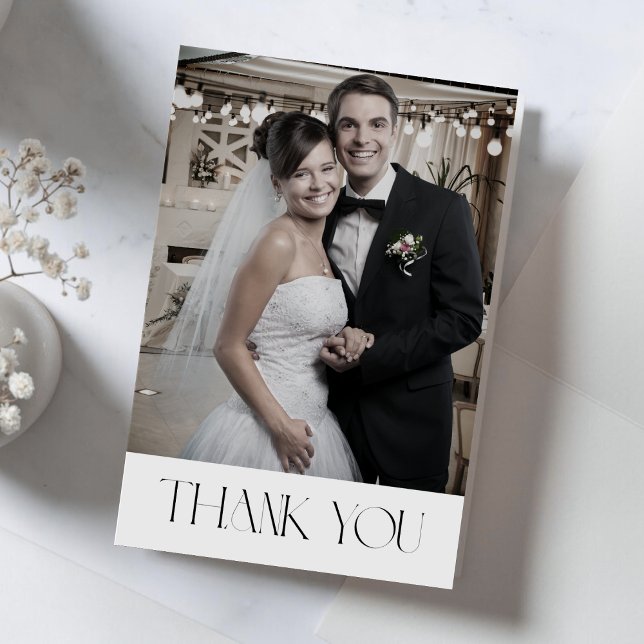 Elegant Minimalist Wedding Photo Thank You Card (Creator Uploaded)