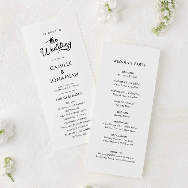 Elegant Minimalist Wedding Program (Modern Elegant Wedding Program Card)