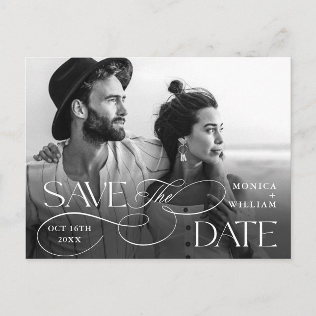 Elegant Minimalist Wedding QR Code Save The Date Postcard (Front)