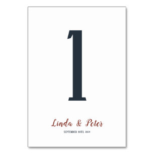 Elegant Minimalist Wedding Reception  Table Number