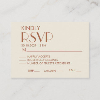 Elegant Minimalist Wedding RSVP Card - Neutral Cre