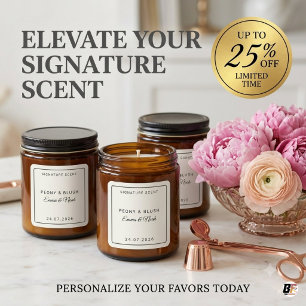 Elegant Minimalist Wedding Signature Scent Favour Square Sticker
