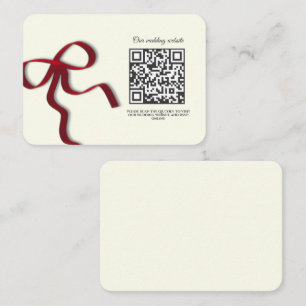 Elegant Minimalist Wedding Simple classic Red Bow Enclosure Card