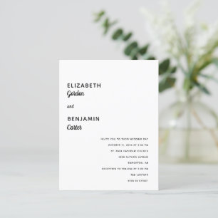 Elegant Minimalist Wedding Simple Typography Black Postcard