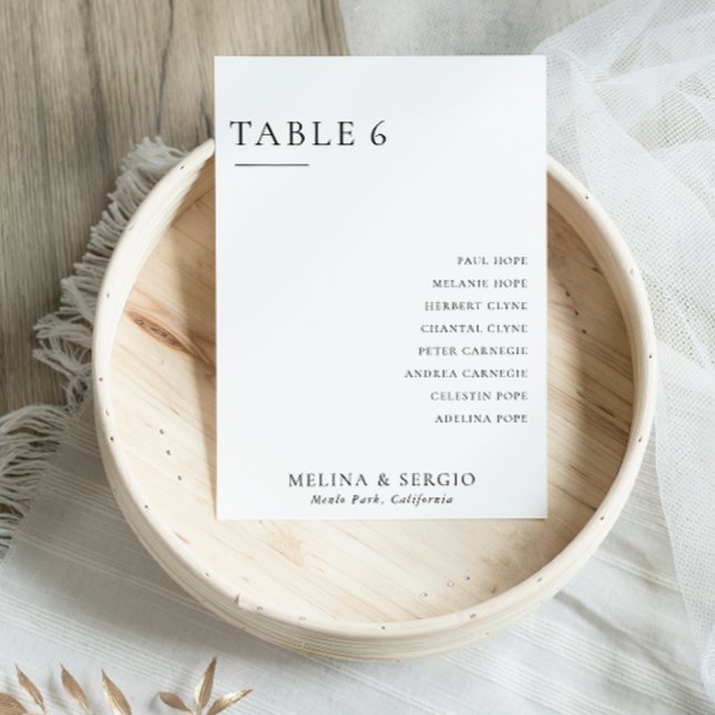 Elegant Minimalist Wedding Table 6 Seating Chart Invitation (Creator Uploaded)