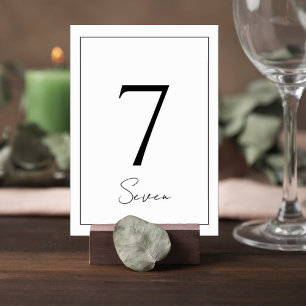 Elegant Minimalist Wedding Table Number Card